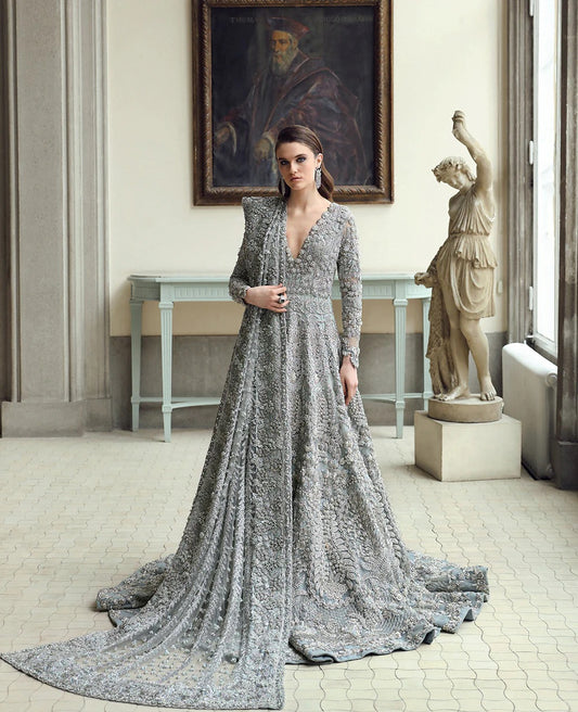 Republic Womens Wear | 3 Piece Unstitched Embroidered Organza Bridal | Novella E-66