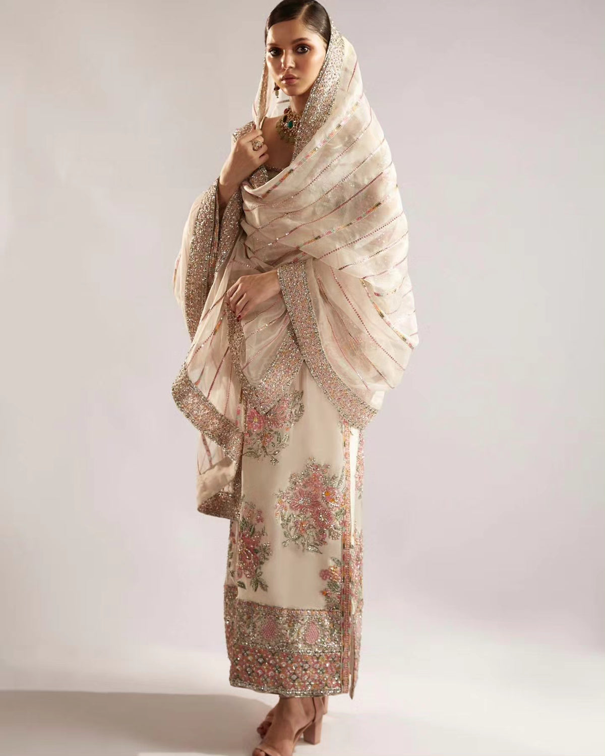 Hussain Rehar | 3 Piece Unstitched Embellished Organza | Euru