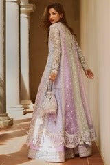 Soraya | 3 Piece Unstitched Embroidered Organza Sharara | Orchid