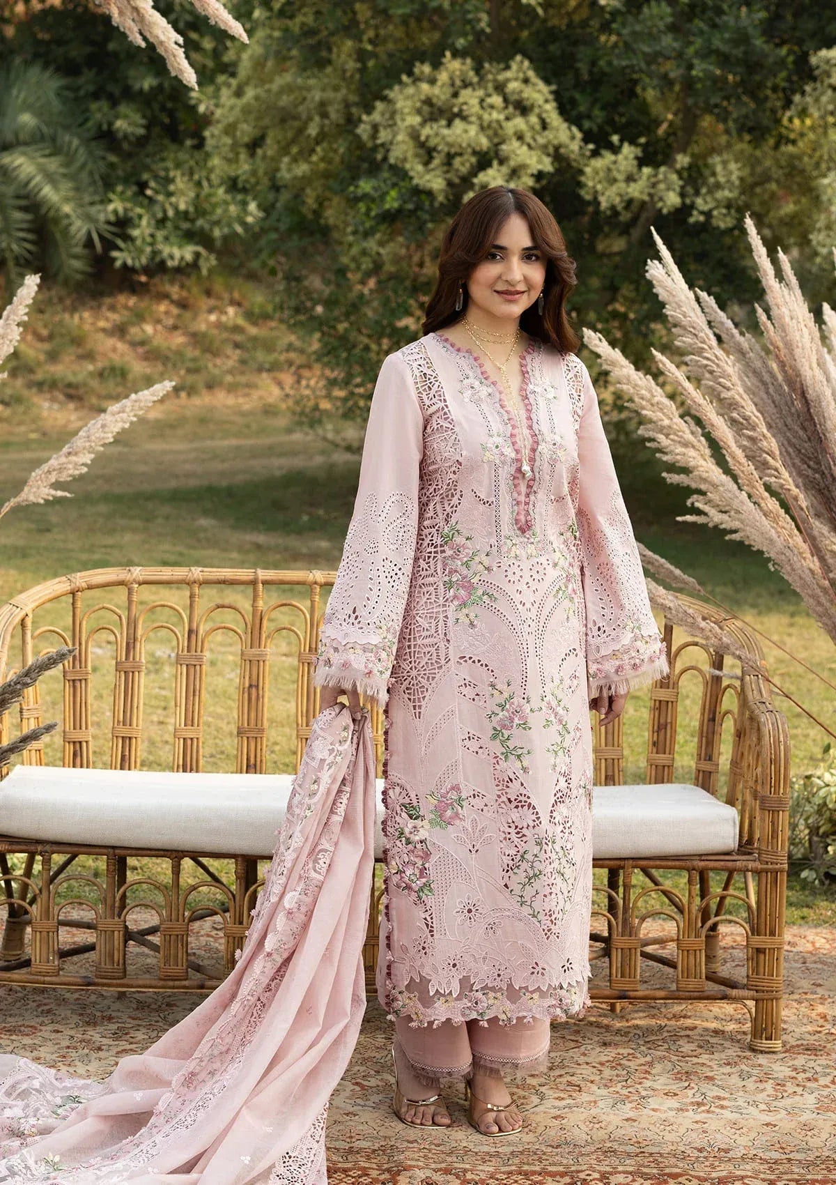 Elaf | 3 Piece Unstitched Embroidered Lawn | ELY-4A BLOOMING