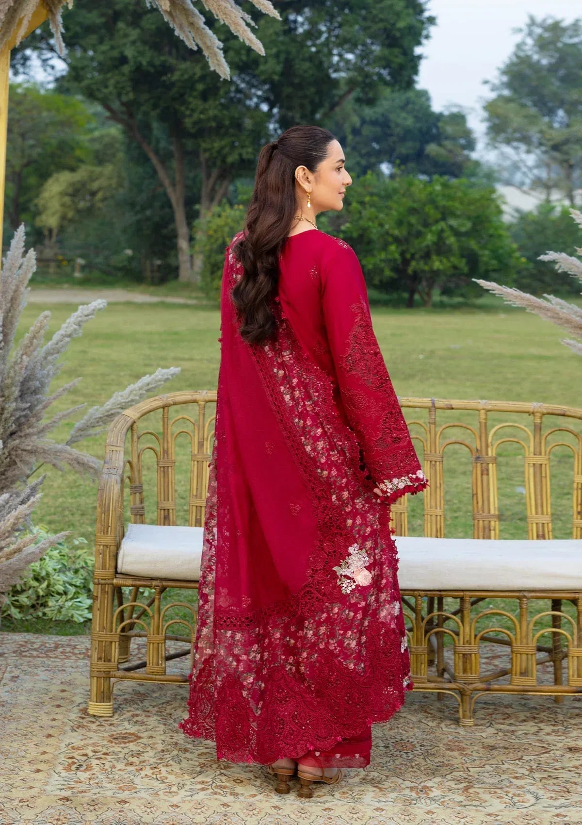 Elaf | 3 Piece Unstitched Embroidered Lawn | ELY-10 CHERIE LADY