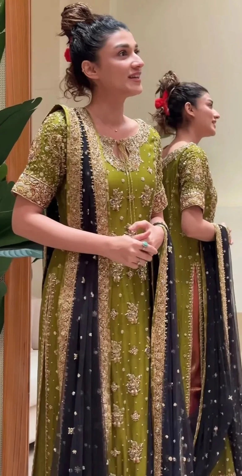 Zeeshan Danish | 3 Piece Unstitched Embroidered Net Suite | Rehma Style