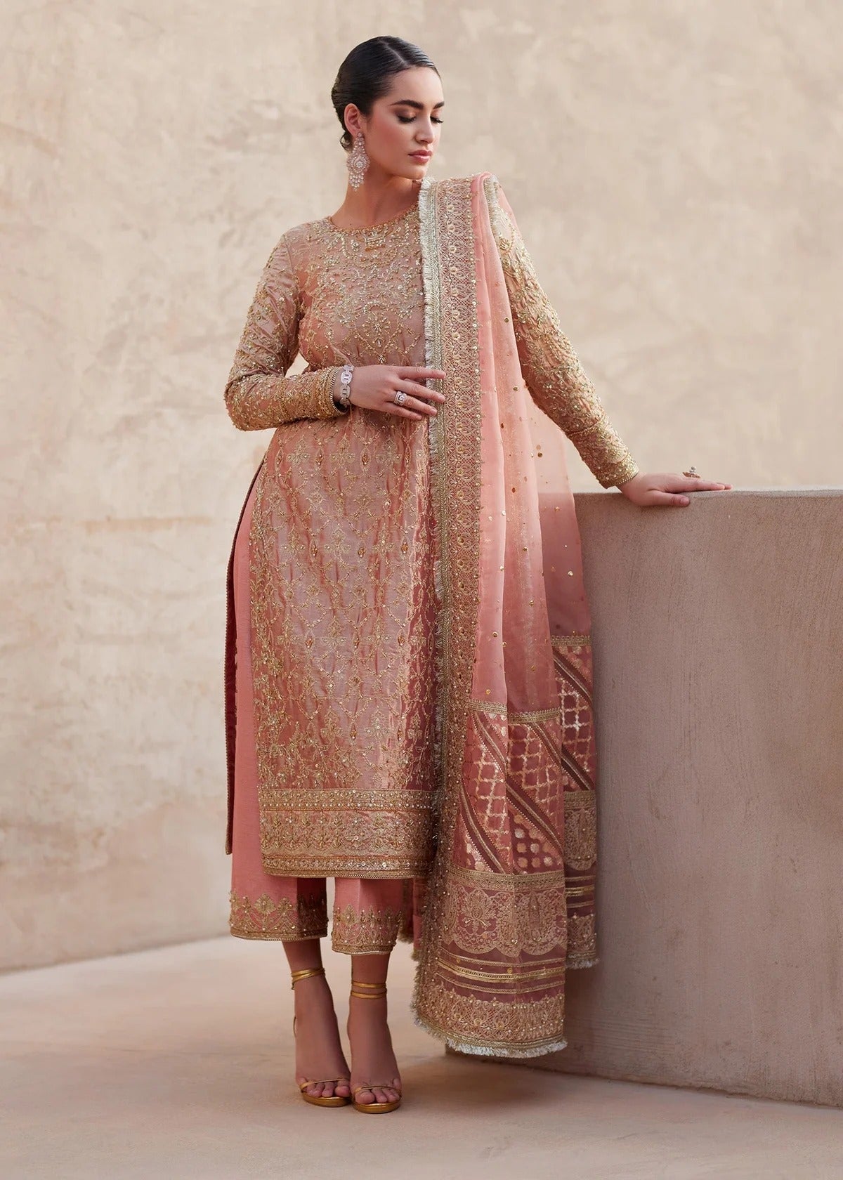 Kanwal Malik | 3 Piece Unstitched Embroidered Tissue Silk | Nera