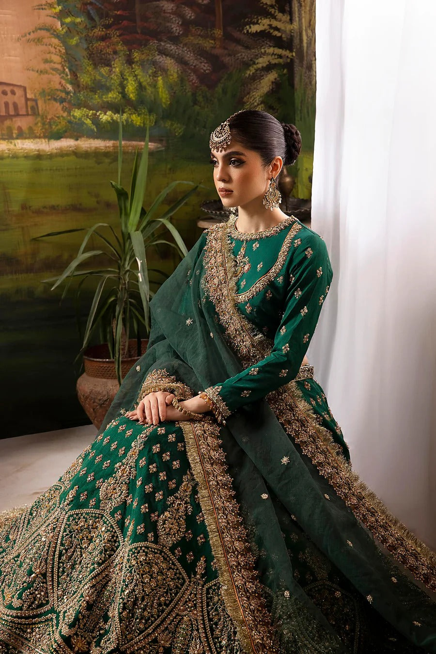 Nuriyaa | Green Lehnga Choli in Koren Raw Silk | Kiara