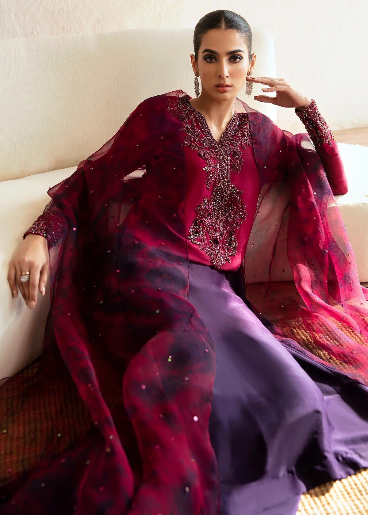 Kanwal Malik | 3 Piece Unstitched Embroidered Raw Silk | Aroha