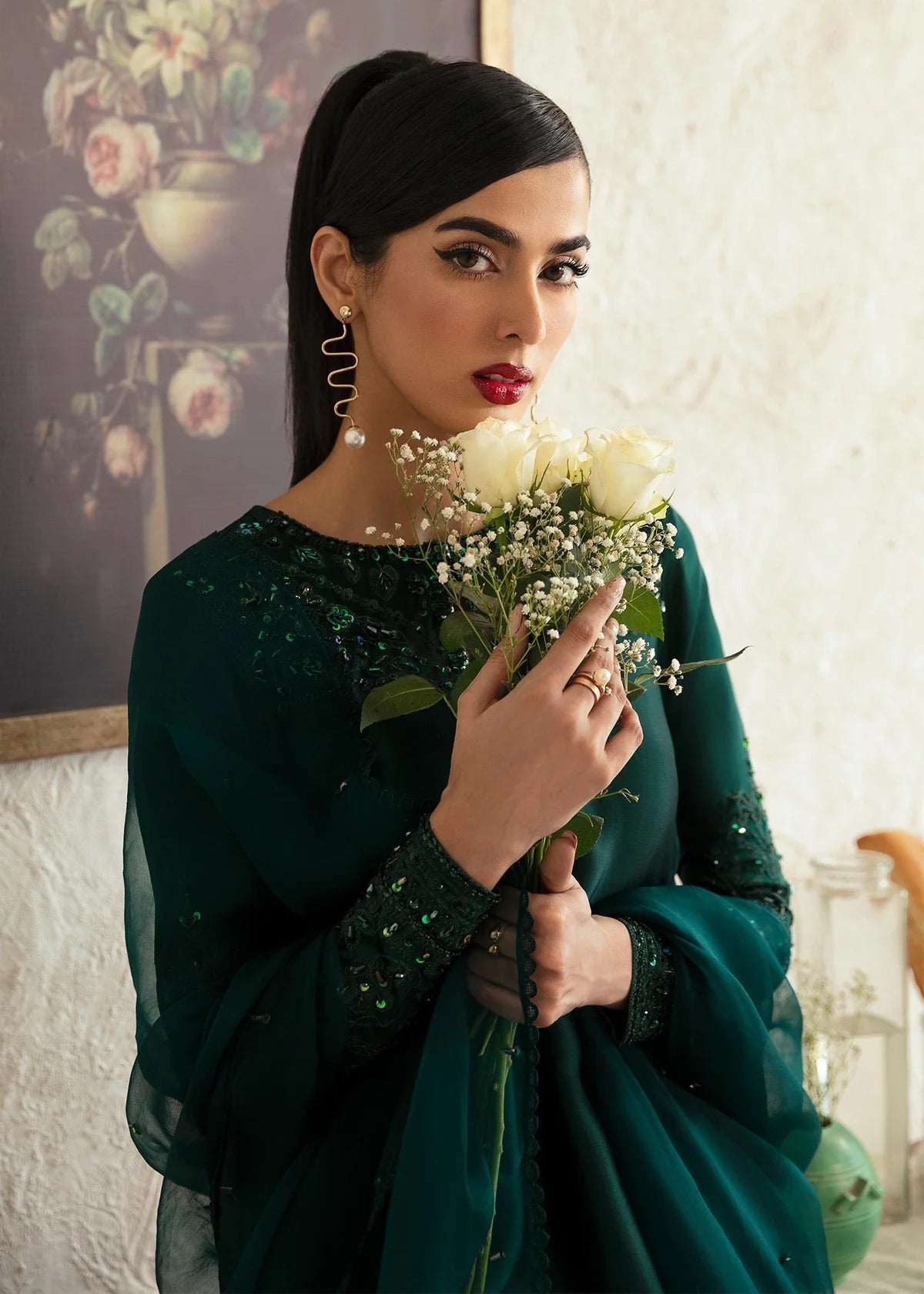 Kanwal Malik | 3 Piece Unstitched Embroidered Tissue Silk | Neva