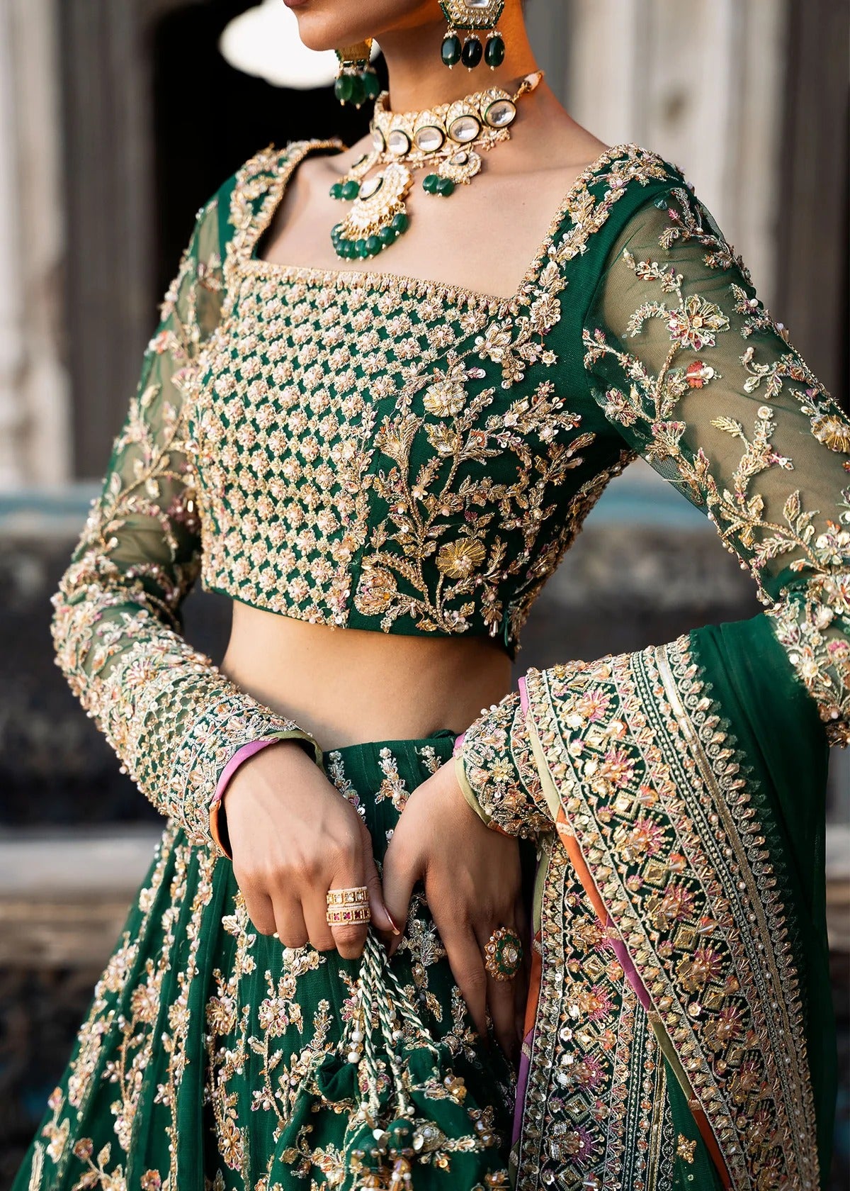Kanwal Malik | Unstitched Bridal Net Choli with Lehenga | Sukhan