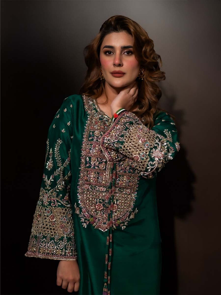 Hijab Omer | 3 Piece Unstitched Embroidered Raw Silk | Kubra