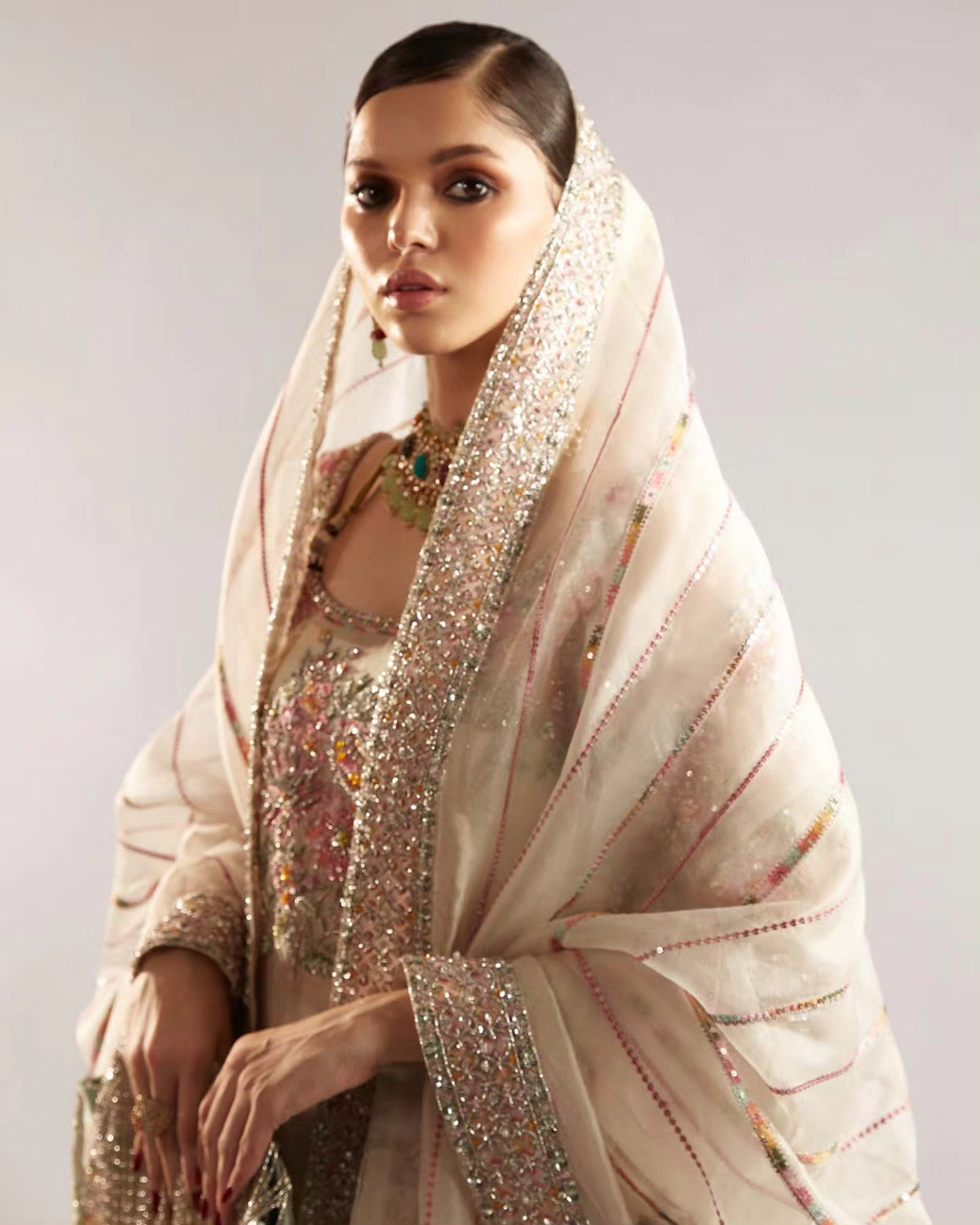 Hussain Rehar | 3 Piece Unstitched Embellished Organza | Euru