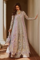 Soraya | 3 Piece Unstitched Embroidered Organza Sharara | Orchid