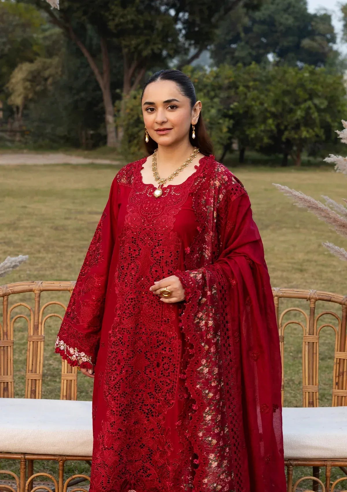 Elaf | 3 Piece Unstitched Embroidered Lawn | ELY-10 CHERIE LADY
