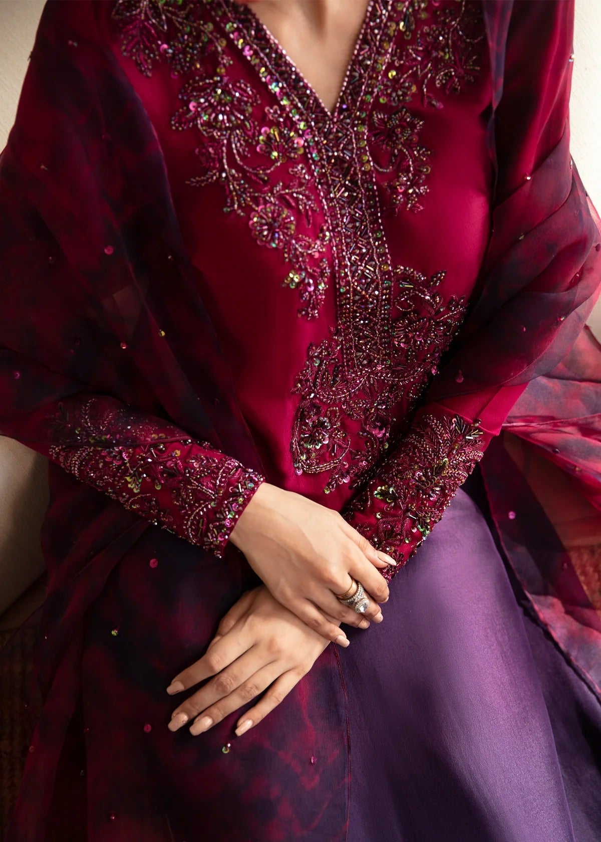 Kanwal Malik | 3 Piece Unstitched Embroidered Raw Silk | Aroha