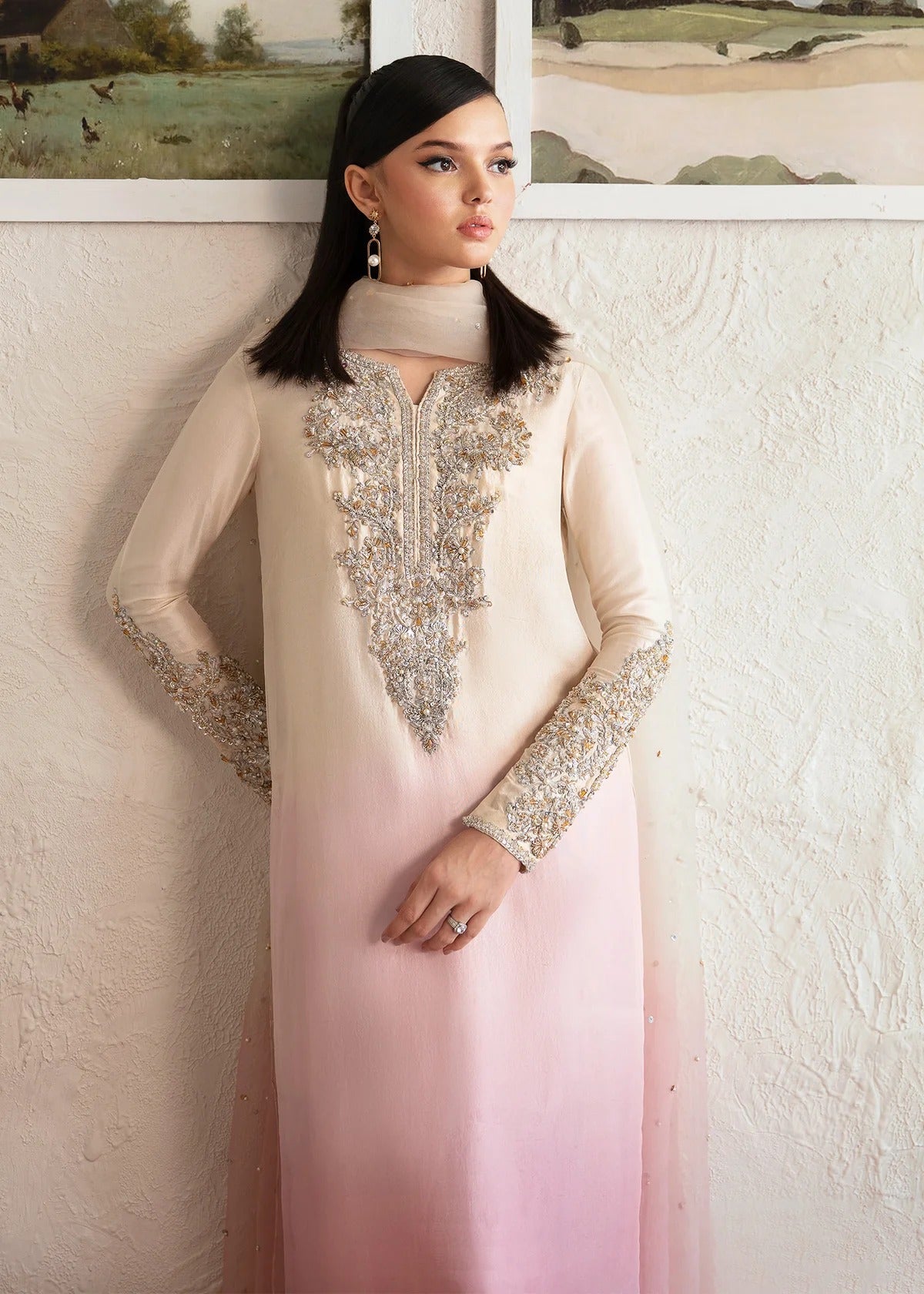 Kanwal Malik | 3 Piece Unstitched Embroidered Raw Silk | Maura