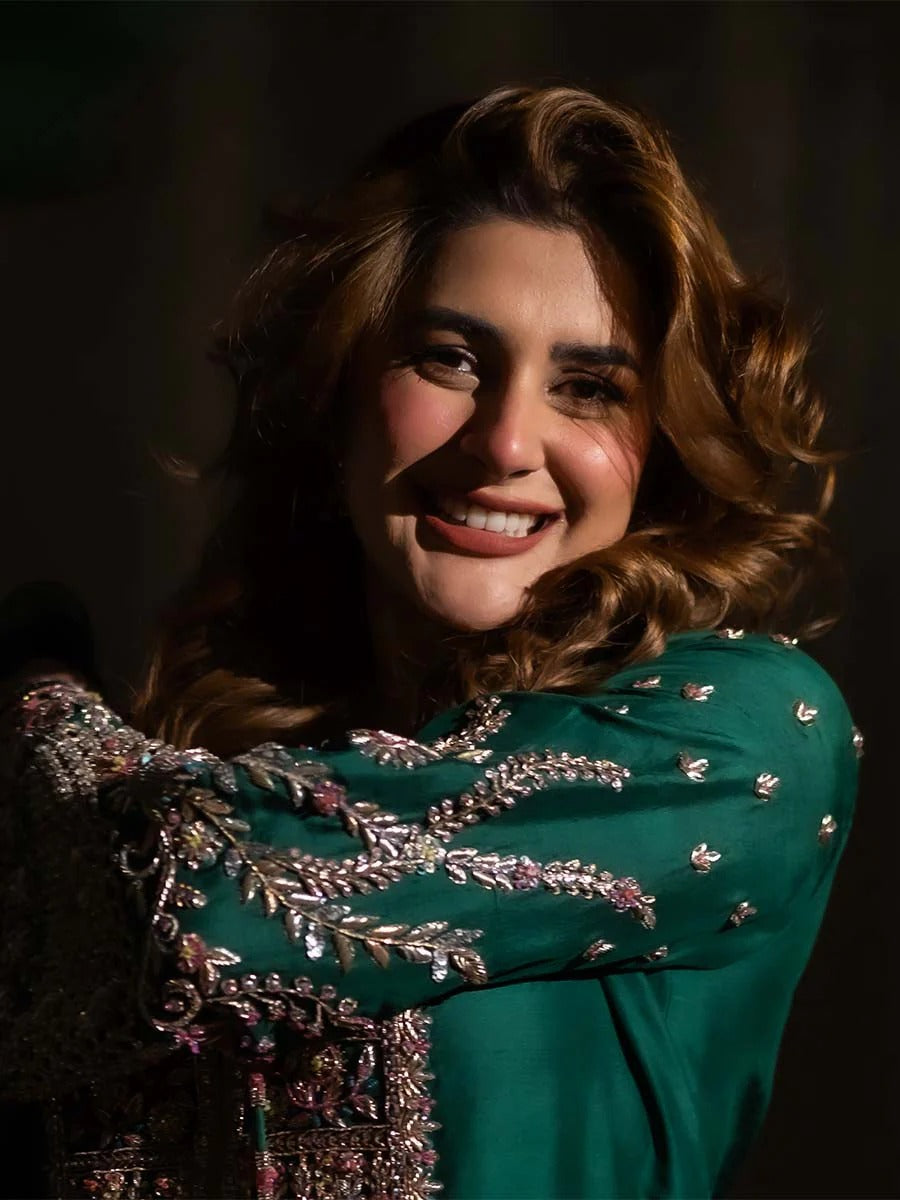 Hijab Omer | 3 Piece Unstitched Embroidered Raw Silk | Kubra