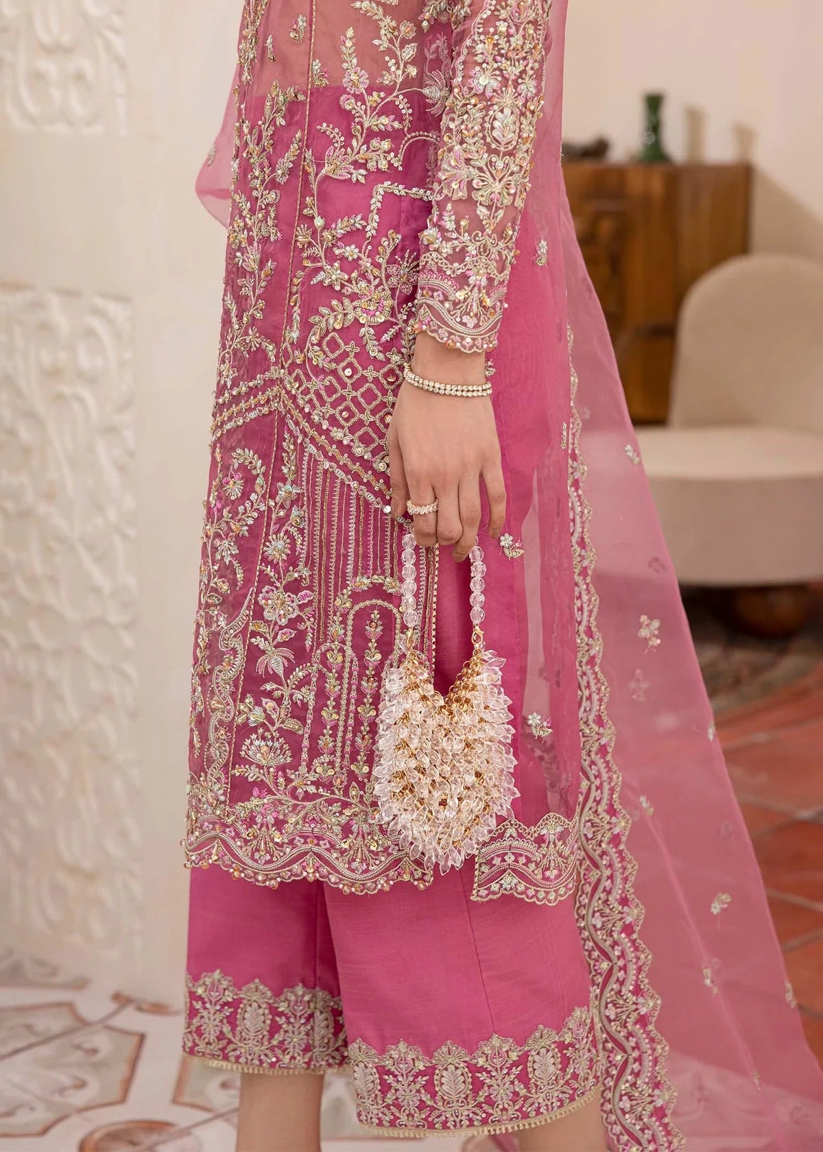 Kanwal Malik | 3 Piece Unstitched Embroidered Organza | Risha