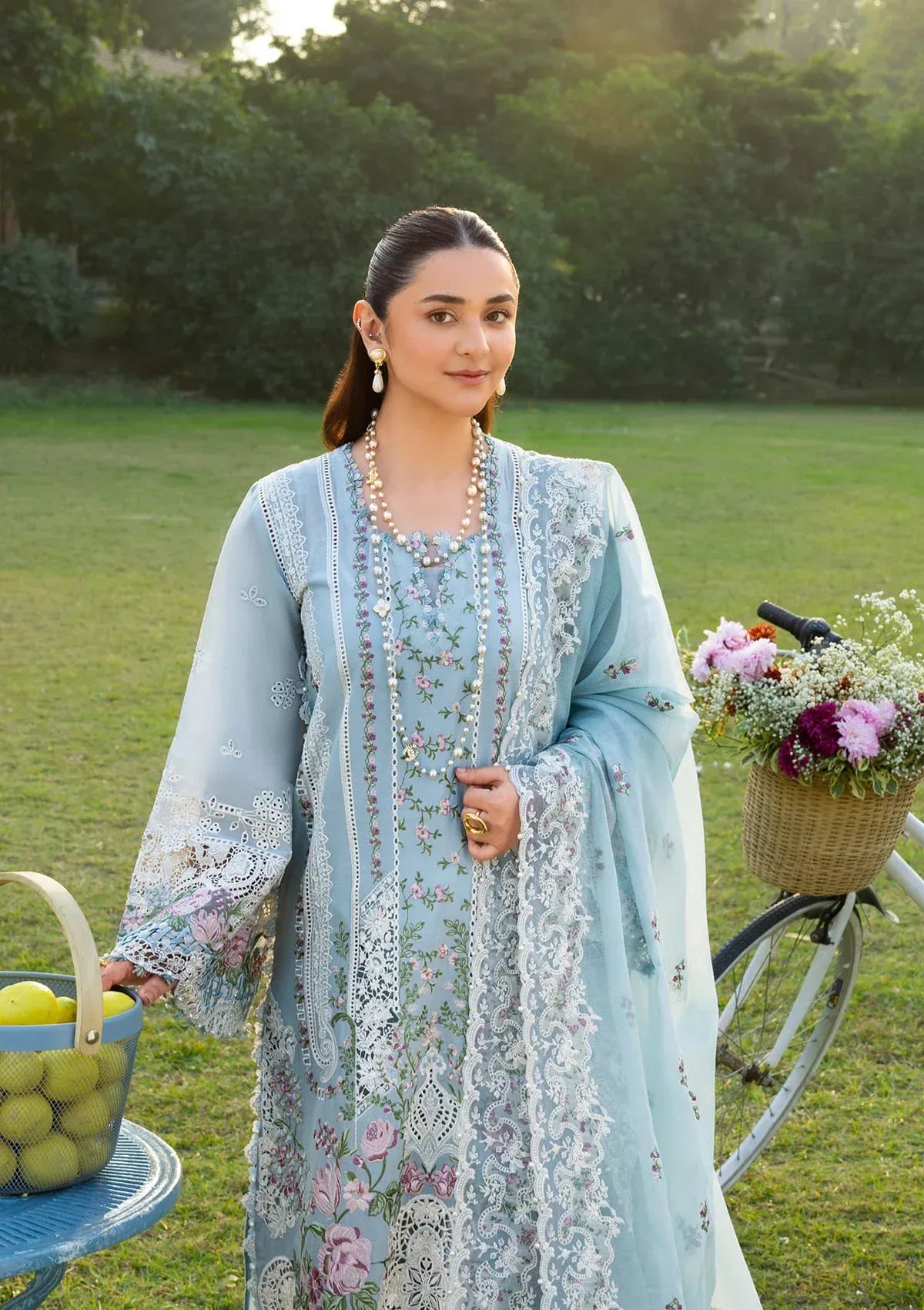 Elaf | 3 Piece Unstitched Embroidered Lawn | ELY-07 Morning Drizzle