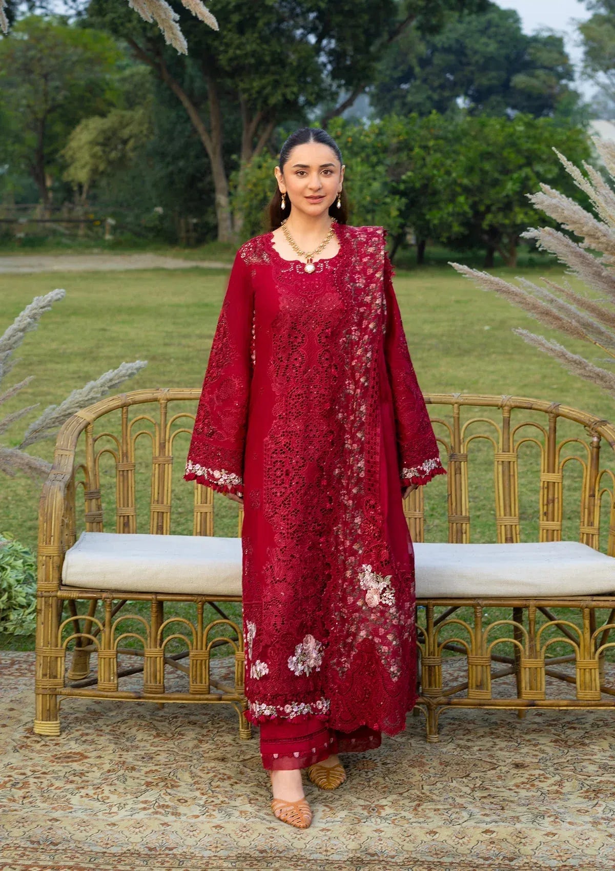 Elaf | 3 Piece Unstitched Embroidered Lawn | ELY-10 CHERIE LADY
