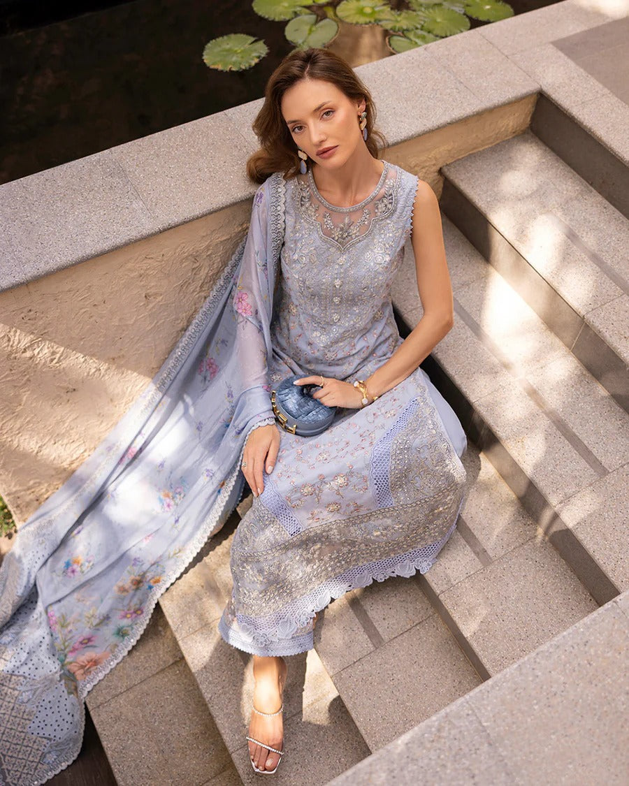 Faiza Saqlain | 3 Piece Unstitched Embroidered Lawn | Liana