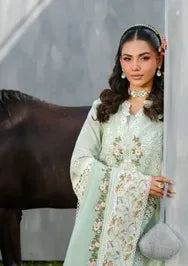 Elaf Premium | 3 Piece Unstitched Embroidered Lawn | ELH-4B FROSTEL