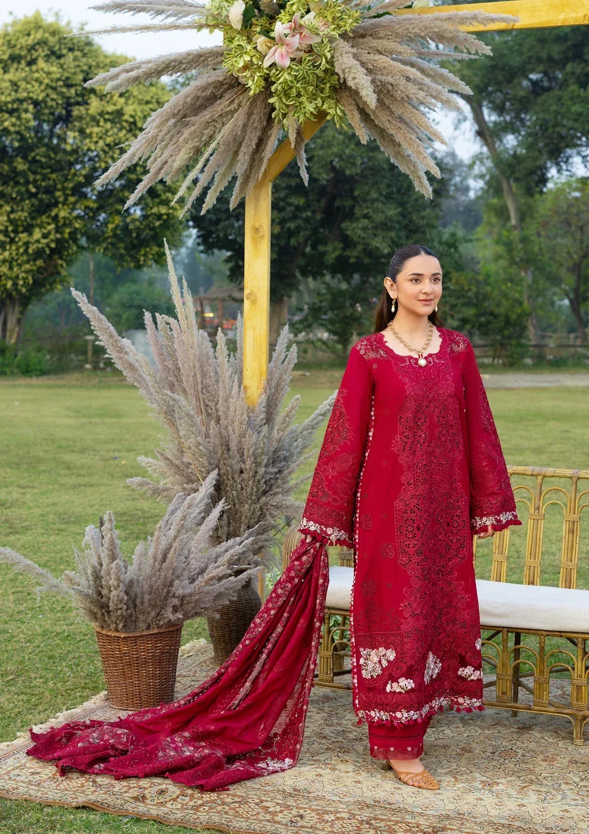 Elaf | 3 Piece Unstitched Embroidered Lawn | ELY-10 CHERIE LADY