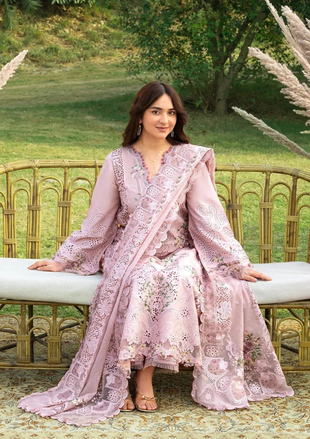 Elaf | 3 Piece Unstitched Embroidered Lawn | ELY-4A BLOOMING