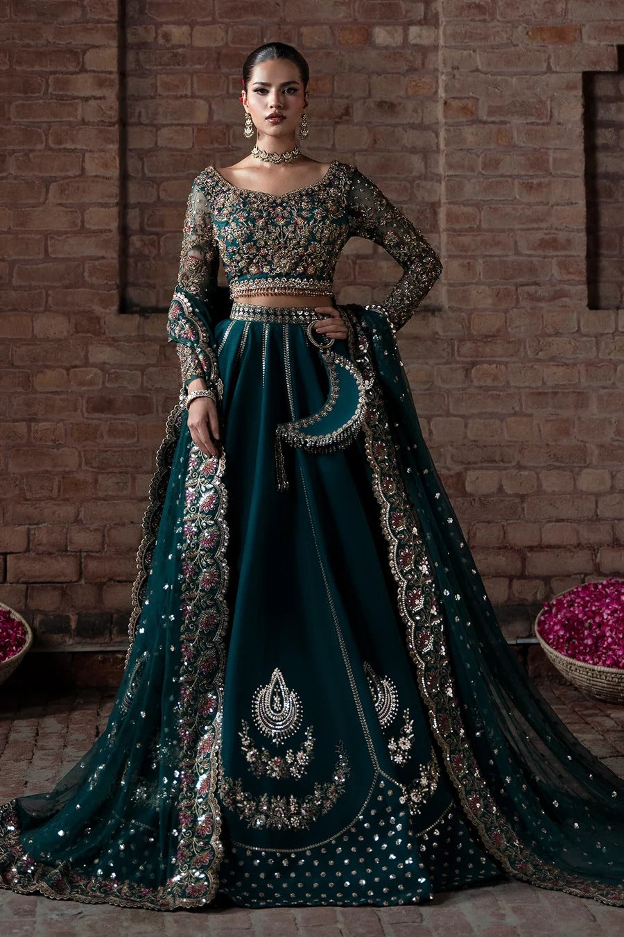Mina Kashif | 3 Piece Unstitched Embroidered Korean Silk Bridal Dress | Fabiha