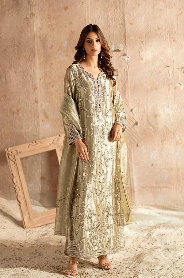 Hafsa Malik | 3 Piece Unstitched Embroidered Silk | Jade