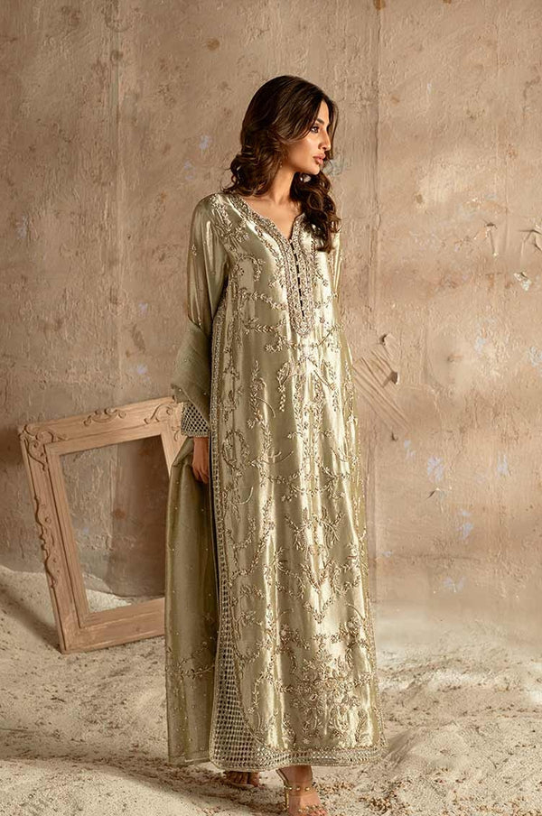 Hafsa Malik | 3 Piece Unstitched Embroidered Silk | Jade