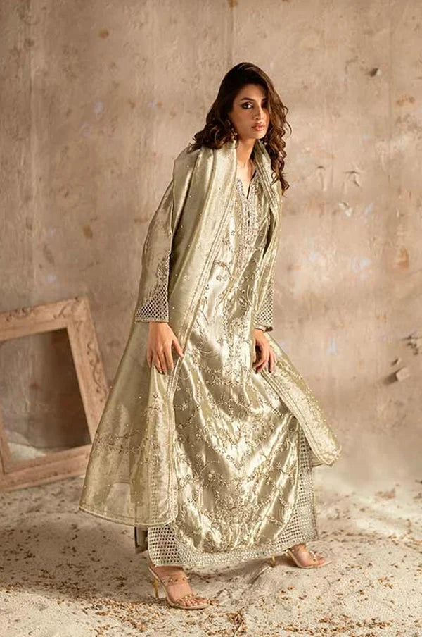 Hafsa Malik | 3 Piece Unstitched Embroidered Silk | Jade