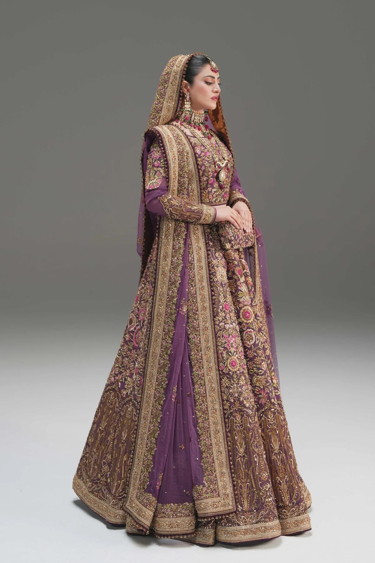 Fahad Hussayn | 3 Piece Unstitched Embroidered Lehenga | Mirbail