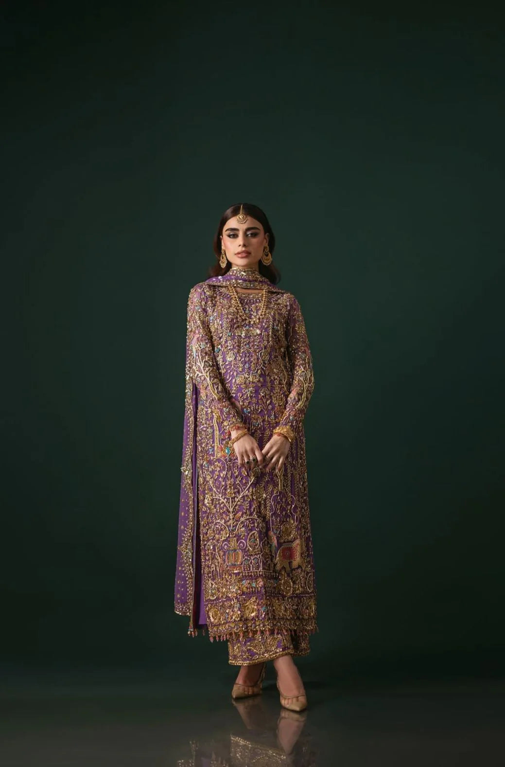 Nomi Ansari | 3 Piece Unstitched Embroidered Silk | Couture