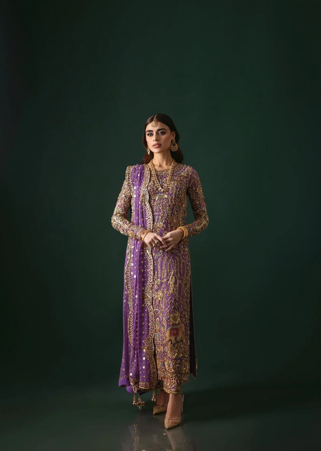 Nomi Ansari | 3 Piece Unstitched Embroidered Silk | Couture
