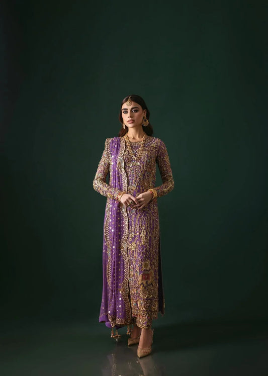 Nomi Ansari | 3 Piece Unstitched Embroidered Silk | Couture