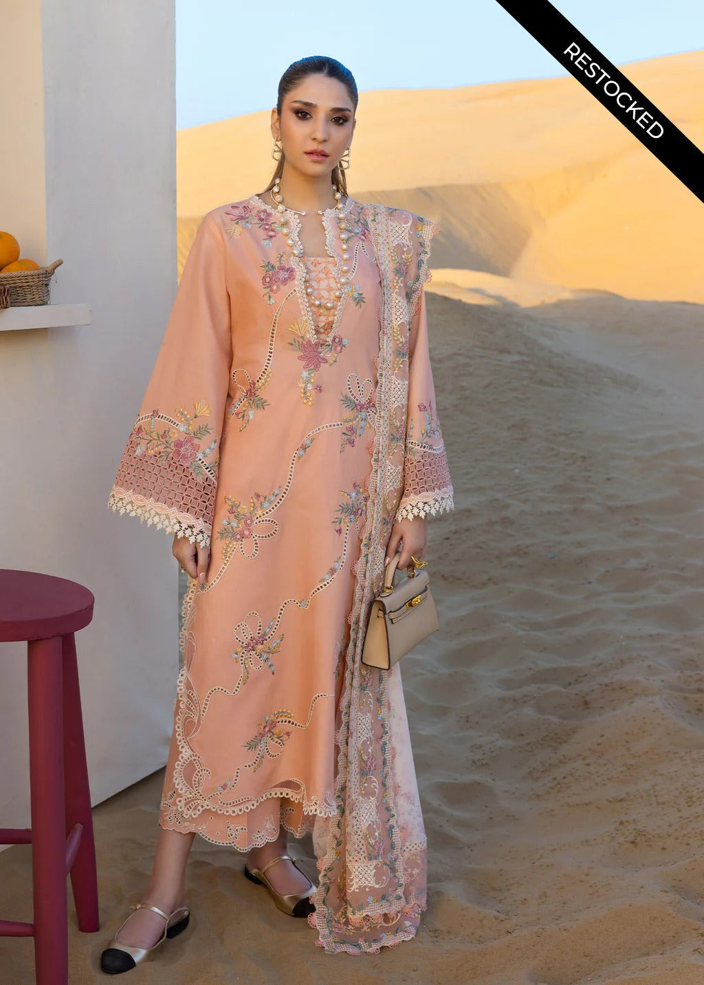 Crimson | 3 Piece Unstitched Embroidered Lawn | Twirls And Ties - D8 A