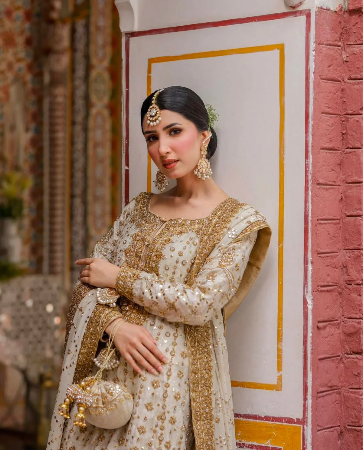 Haris Shakeel | 3 Piece Unstitched Embroidered Raw Silk | Ivory