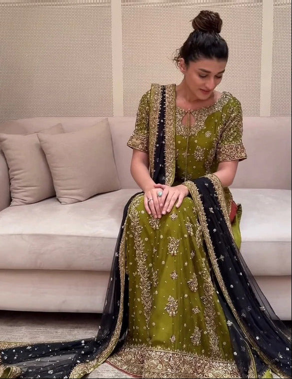 Zeeshan Danish | 3 Piece Unstitched Embroidered Net Suite | Rehma Style