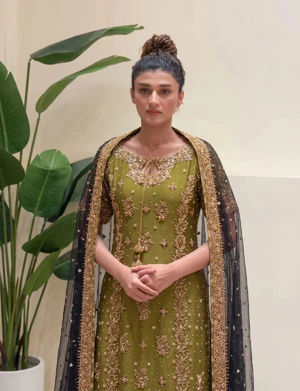 Zeeshan Danish | 3 Piece Unstitched Embroidered Net Suite | Rehma Style
