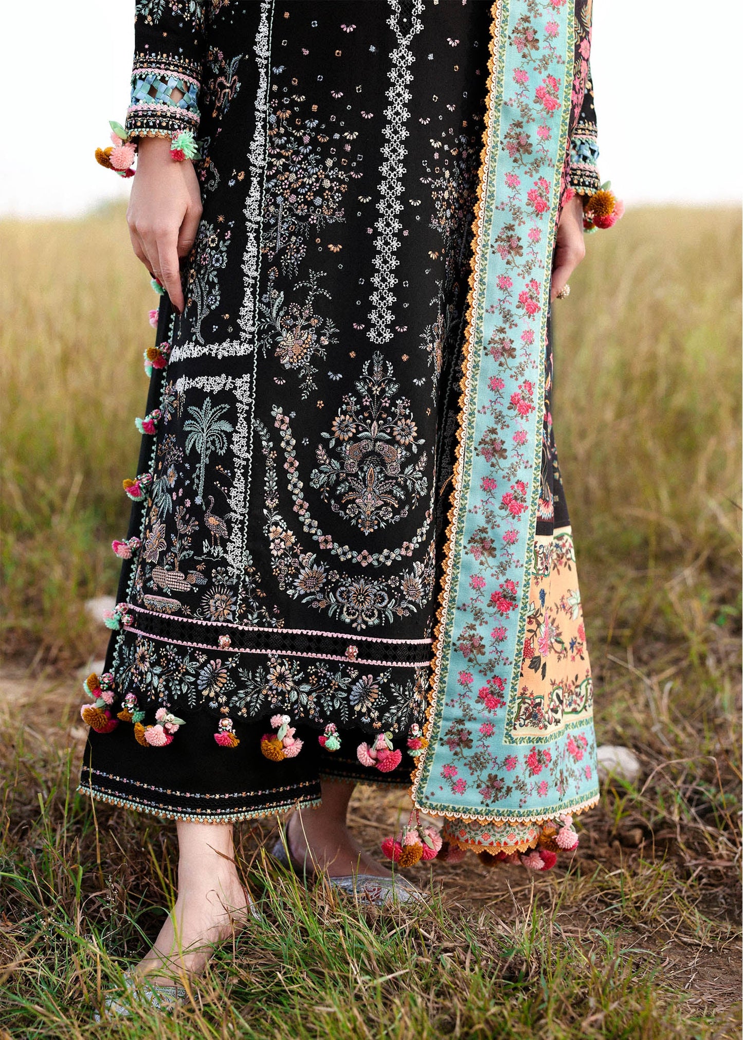 Hussain Rehar | 3 Piece Unstitched Embroidered Khaddar | Malika