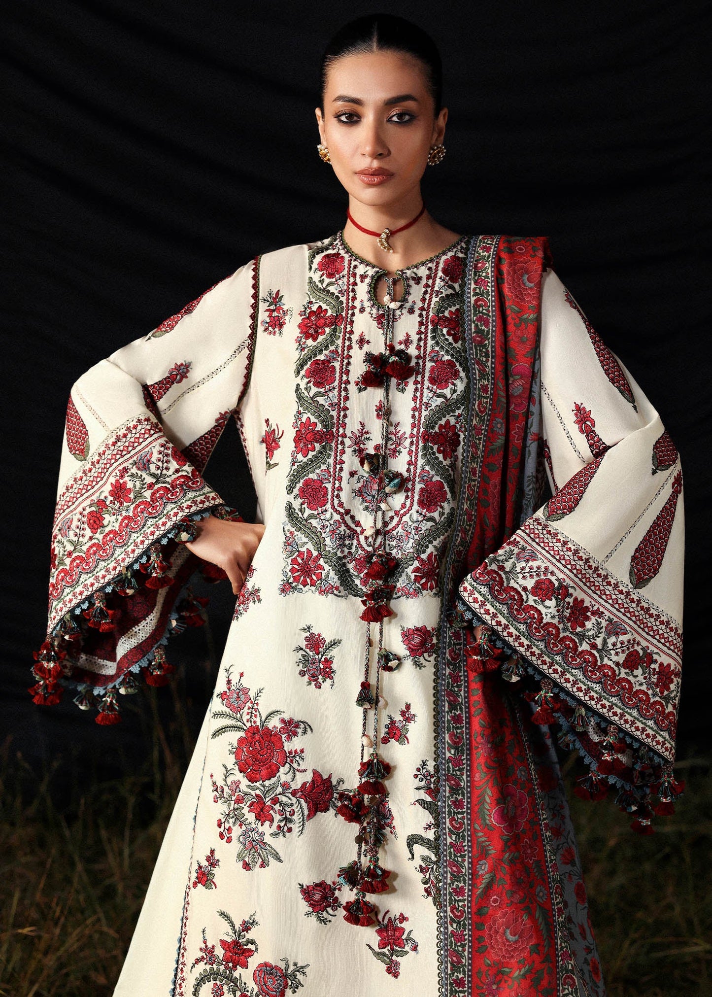 Hussain Rehar | 3 Piece Unstitched Embroidered Khaddar | Gulban