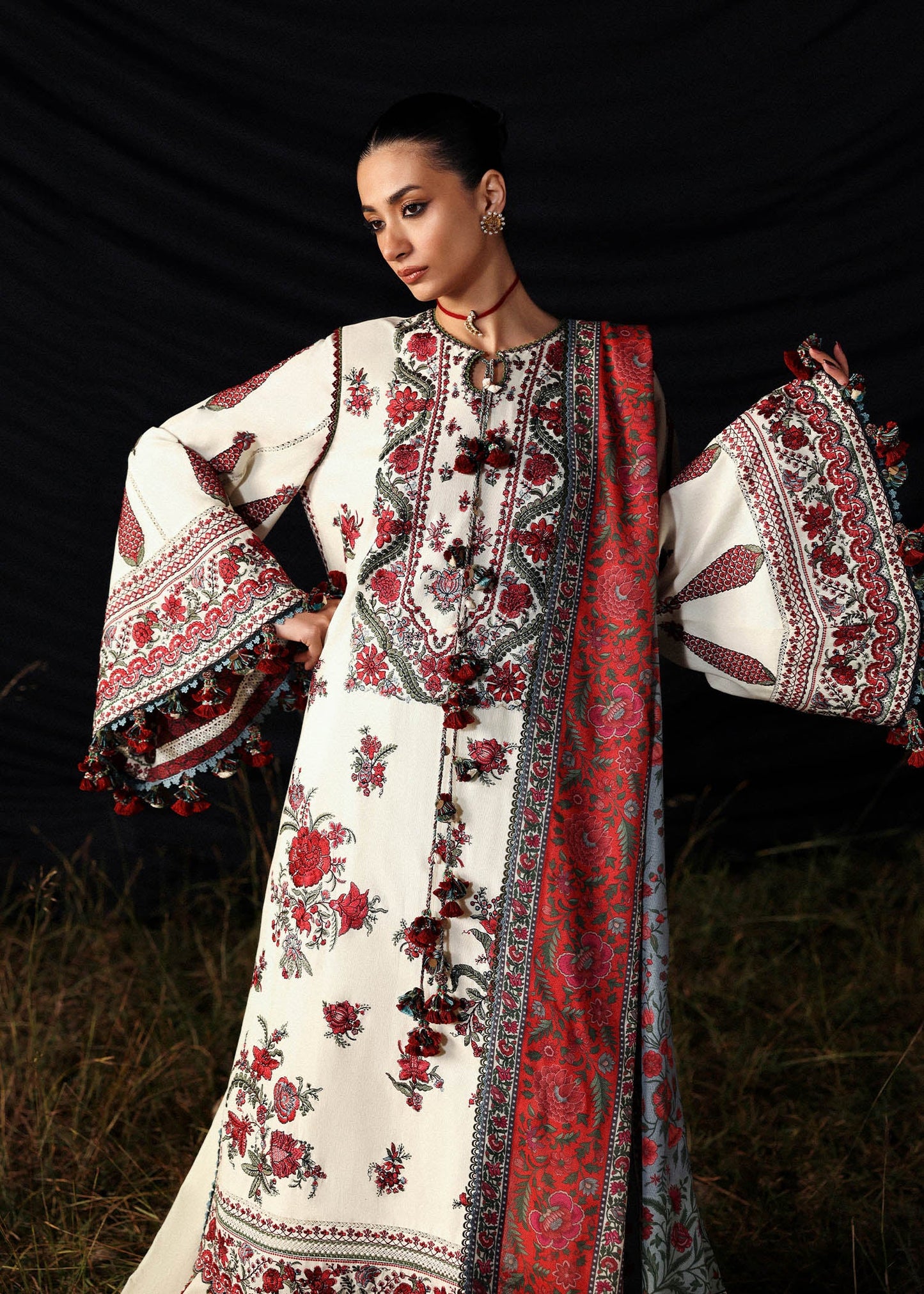 Hussain Rehar | 3 Piece Unstitched Embroidered Khaddar | Gulban