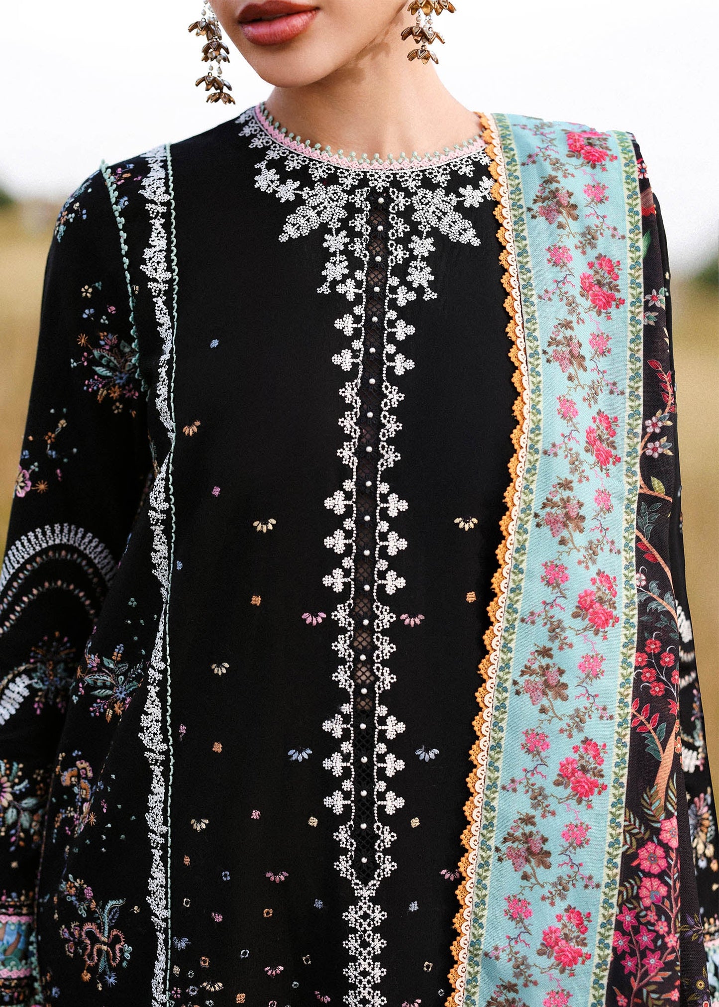 Hussain Rehar | 3 Piece Unstitched Embroidered Khaddar | Malika