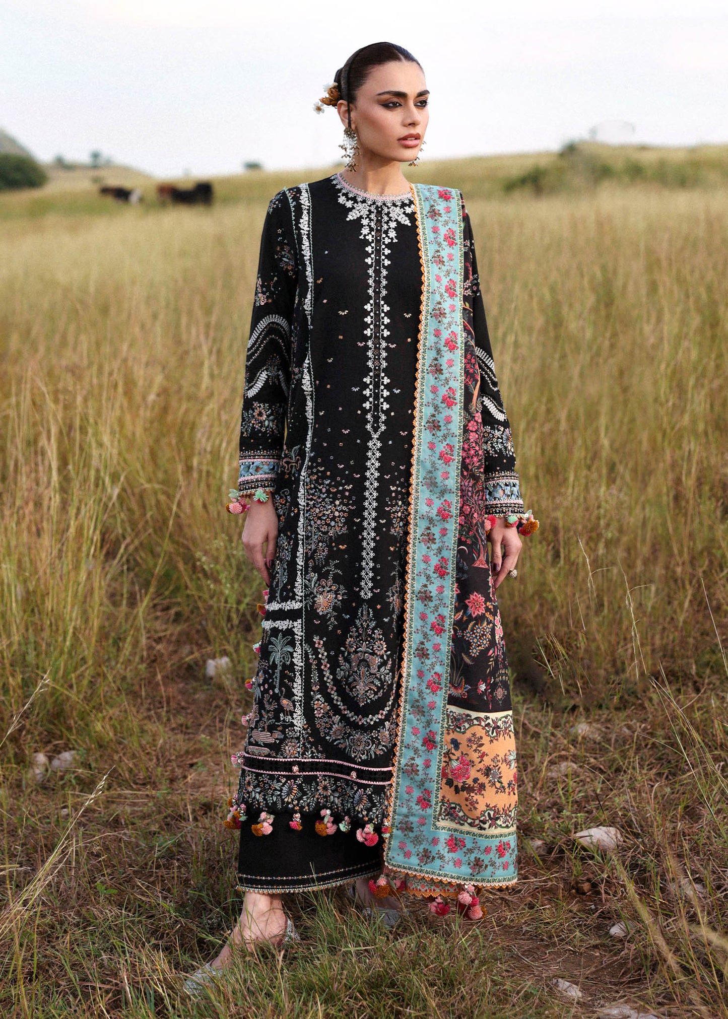 Hussain Rehar | 3 Piece Unstitched Embroidered Khaddar | Malika