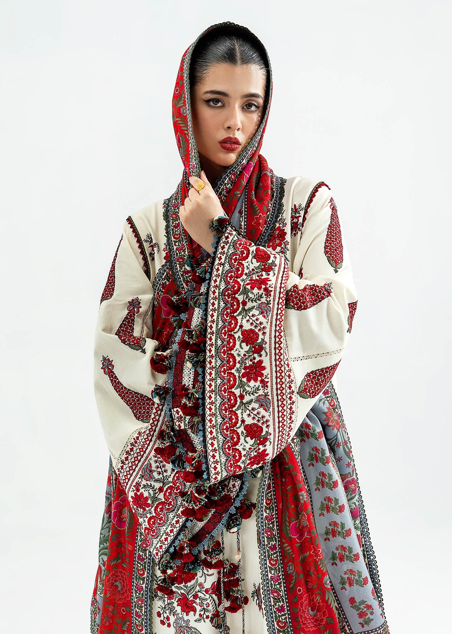 Hussain Rehar | 3 Piece Unstitched Embroidered Khaddar | Gulban