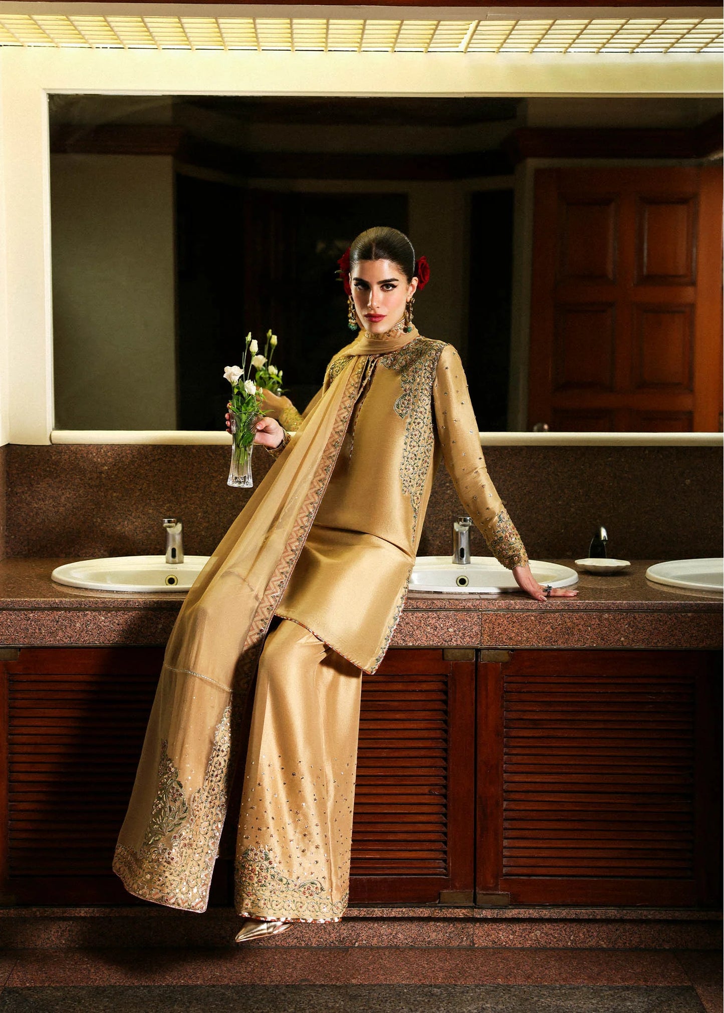 Hussain Rehar | 3 Piece Unstitched Embroidered Raw Silk | Delune