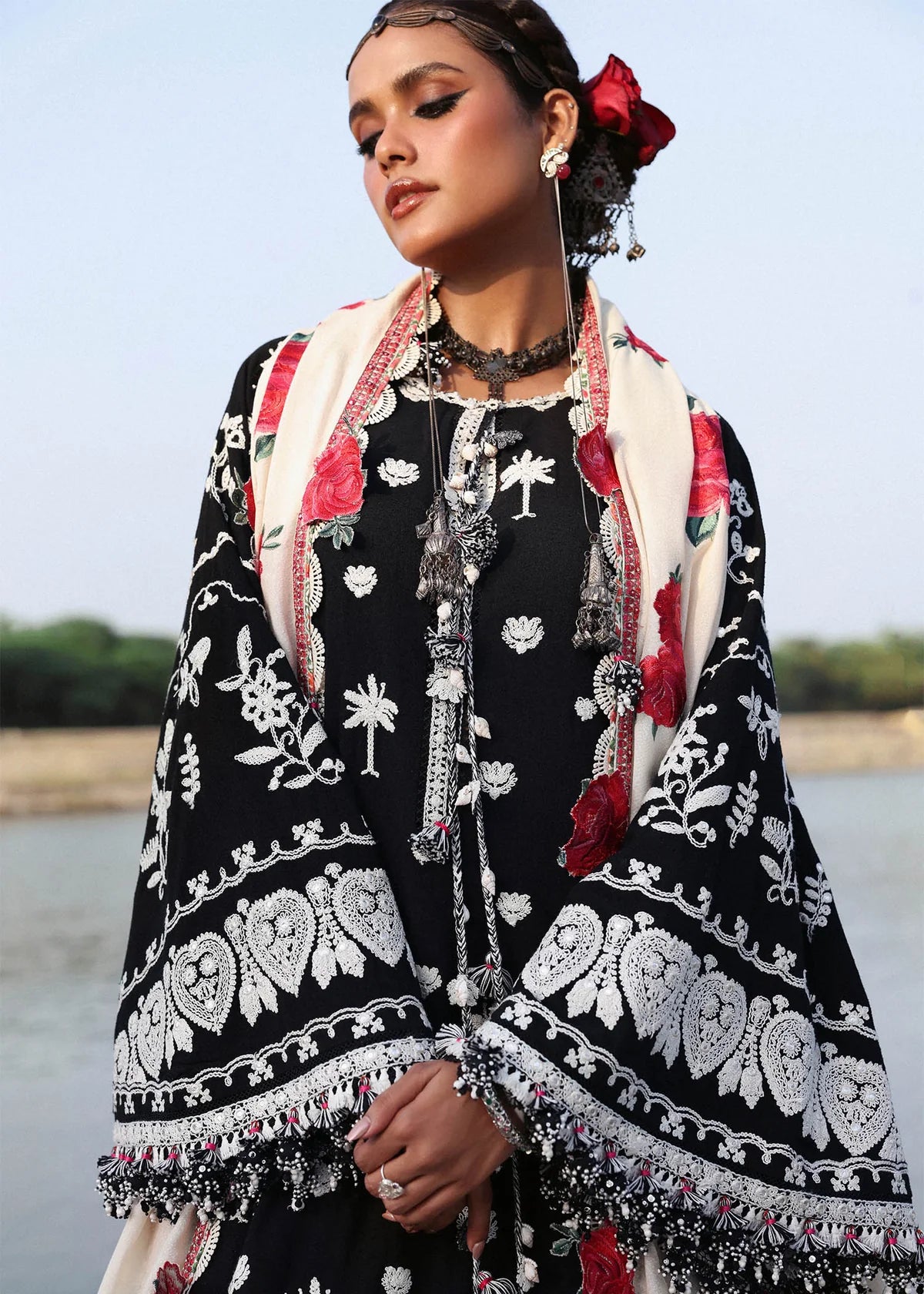 Hussain Rehar | 3 Piece Unstitched Embroidered Lawn | Rose