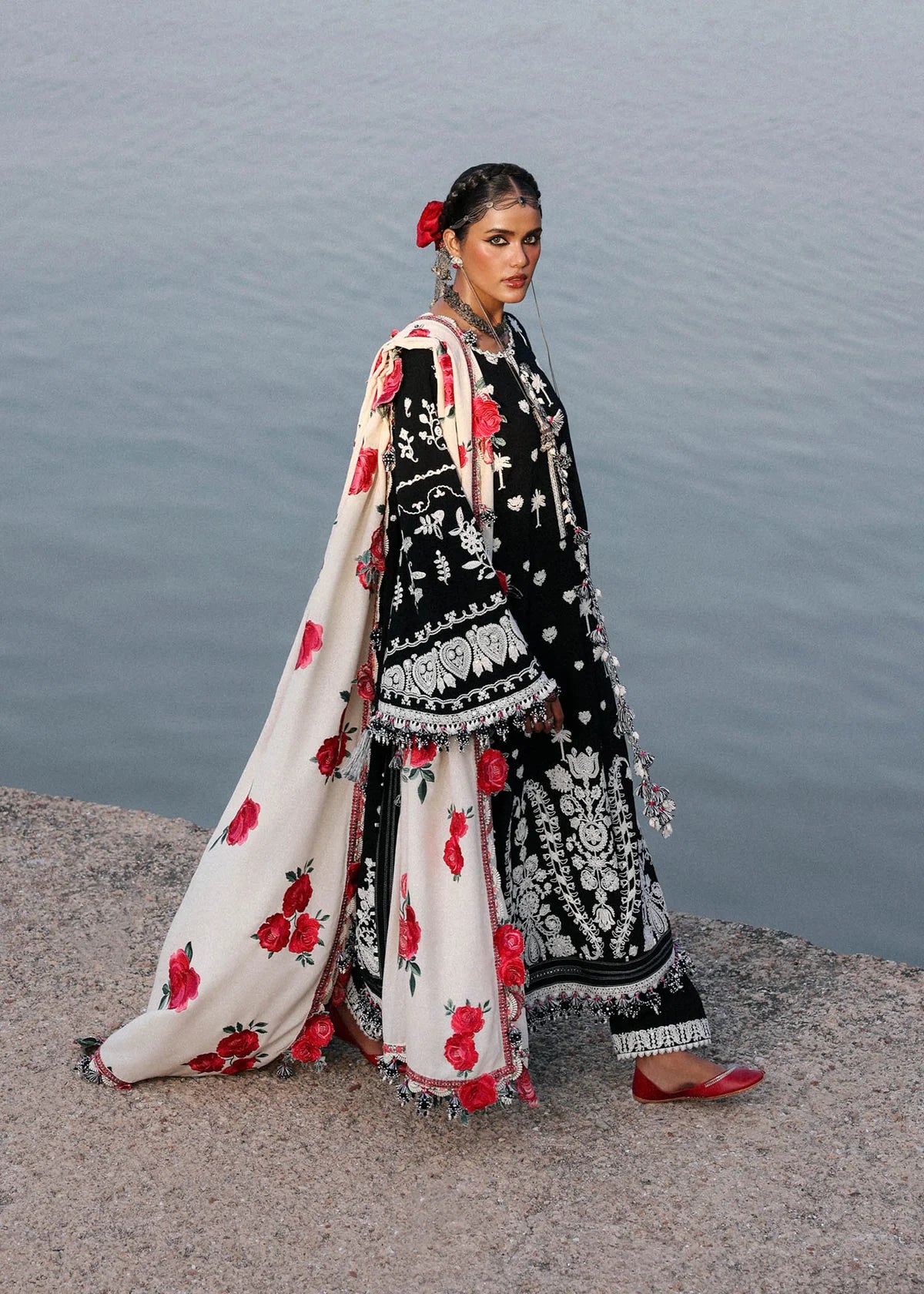 Hussain Rehar | 3 Piece Unstitched Embroidered Lawn | Rose